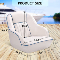 Siège de capitaine ergonomique et confortable pour bateau ponton Garvee, en mousse à compression et vinyle, fixation standard, idéal pour la pêche et les loisirs. Dimensions : 49,5 cm (H) x 55,9 cm (L) x 54,6 cm (P).