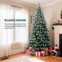 Garvee sapin de Noël de 275 cm avec 300 LED et pommes de pin décoratives pour grandes pièces, décoration festive