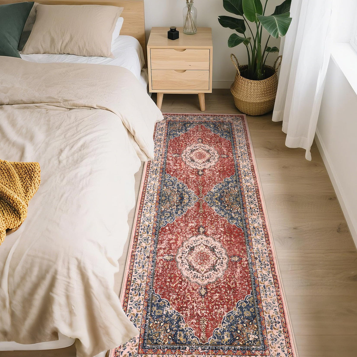 Garvee Boho Vintage Teppich Waschbar Rutschfest für Wohnzimmer & Schlafzimmer