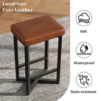 Ensemble de 4 tabourets de bar Garvee, 62,5 cm, revêtement en similicuir, structure en métal, style moderne, sans dossier, idéal pour îlot de cuisine ou salle à manger, noir