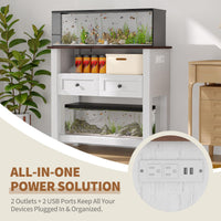Meuble pour aquarium Garvee 20-29 gallons avec station de charge, tiroirs magnétiques, bois, salon et bureau, 80 x 40 x 78 cm, marron