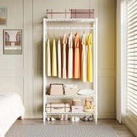 Portant à vêtements robuste Garvee avec étagères, réglable, en métal antirouille, capacité de charge de 300 kg, pour chambre et buanderie, blanc, 90 cm (L) x 45 cm (P) x 175 cm (H)