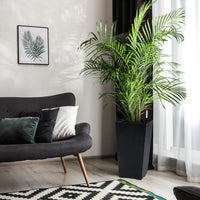 Garvee Lot de 2 jardinières de 57 cm de haut avec arrosage automatique et indicateur de niveau d'eau pour balcon et terrasse, à pois noirs et blancs, en plastique résistant aux intempéries