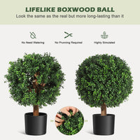 Ensemble d'arbres artificiels en buis Garvee de 61 cm (24 pouces), résistant aux UV, réaliste, en polyéthylène, pré-assemblé avec pot en ciment, pour entrée et terrasse, vert