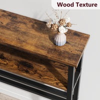 Garvee Console étroite 15 cm, table de canapé 2 niveaux avec étagère réglable, idéale salon, entrée et couloir, marron rustique