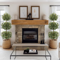 Garvee Olivier artificiel topiaire 150 cm à triple boule, avec mousse et pot, résistant aux UV, décoration verte pour intérieur et extérieur