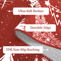 Tapis de Noël lavable Garvee, motif flocons de neige et sapin rouge, 120 x 170 cm, pour salon et chambre