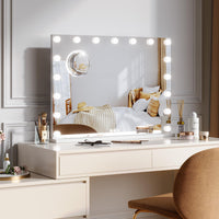 Miroir de maquillage Garvee Hollywood 80 x 60 cm, 17 LED, tactile, blanc, pour maquillage professionnel