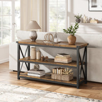 Console Garvee Langer en bois cannelé 47" style industriel rustique brun pour entrée ou salon