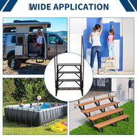 Escalier portable Garvee à 4 marches pour VR avec rampe, en acier, bandes antidérapantes pour caravanes et usage extérieur, 181 kg (400 lb), noir