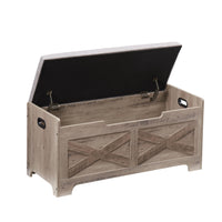 Banc de rangement Garvee avec verrou de sécurité, style campagnard, bois gris, pour couloir et chambre