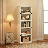Garvee bibliothèque haute 62 × 32 × 171 cm, 4 niveaux ouverts, finition blanche, style industriel