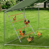 Garvee Perchoir à poules 140 × 102 cm, fer galvanisé et bois, échelle stable multi-niveaux avec barres rondes pour poulailler extérieur