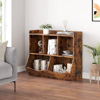 Étagère à jouets Garvee avec 3 étagères et 2 boîtes basculantes pour chambre d'enfant et salle de jeux, en bois, anti-basculement, marron, 91,5 cm (L) x 29 cm (l) x 80 cm (H)