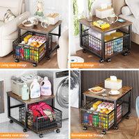 Garvee Support pour mini-réfrigérateur sur roulettes avec panier métallique pour cuisine, salon, bureau, 50 × 54 × 45, 7 cm, noir