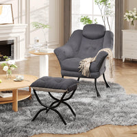 Fauteuil relax Garvee avec repose-pieds, ergonomique, en velours, pliable, gris, pour salon et chambre, gain de place