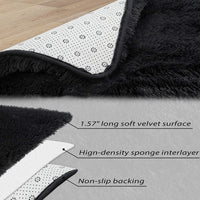 Tapis moelleux Garvee 4 cm en polyester peluche noir pour salon et chambre d'enfant. Extra doux et antidérapant.