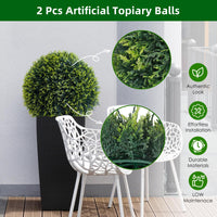 Boules de topiaire artificielles en cèdre Garvee, lot de 2, résistantes aux intempéries, sans entretien, en polyéthylène, pour jardin et mariage, vertes, 2 pièces