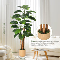 Scindapsus aureus artificiel Garvee de 1,80 m avec branches ajustables, idéal pour le bureau et la maison. Facile d'entretien, ce pot décoratif est vert.