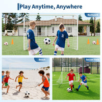 Garvee But de Football Portable pour Enfants et Adultes, Cadre en Acier Galvanisé, Cage d’Entraînement pour Jardin et Extérieur, Rouge