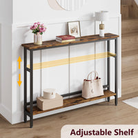 Garvee Console étroite 15 cm, table de canapé 2 niveaux avec étagère réglable, idéale salon, entrée et couloir, marron rustique