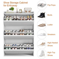 Meuble à chaussures Garvee avec 3 tiroirs abattants, étagère réglable, bois MDF, blanc, pour entrée et salon, gain de place, antidérapant, 80,5 cm x 25,9 cm x 117 cm