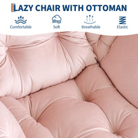 Fauteuil relax Garvee avec repose-pieds, rose, ergonomique et stable, pour salon et bureau, en peluche, pliable