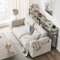 Console étroite GARVEE 180x23x100 cm, 2 étagères, espace de rangement, bois, extra longue, grise, pour entrée et salon
