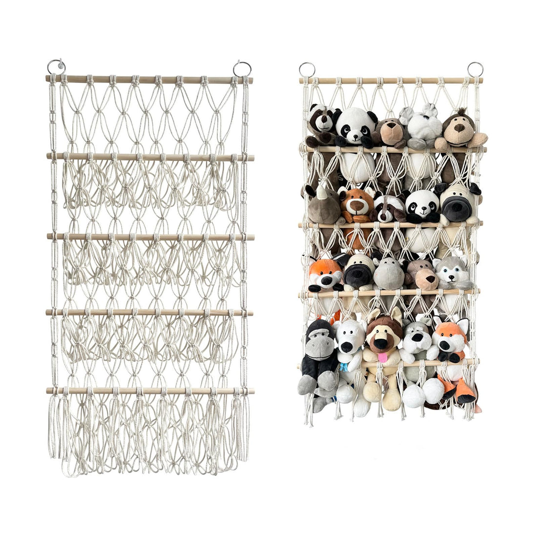 Garvee Étagère à peluches à 4 niveaux, organisateur de jouets suspendu pour chambre d'enfant, 105 x 52 cm, blanc