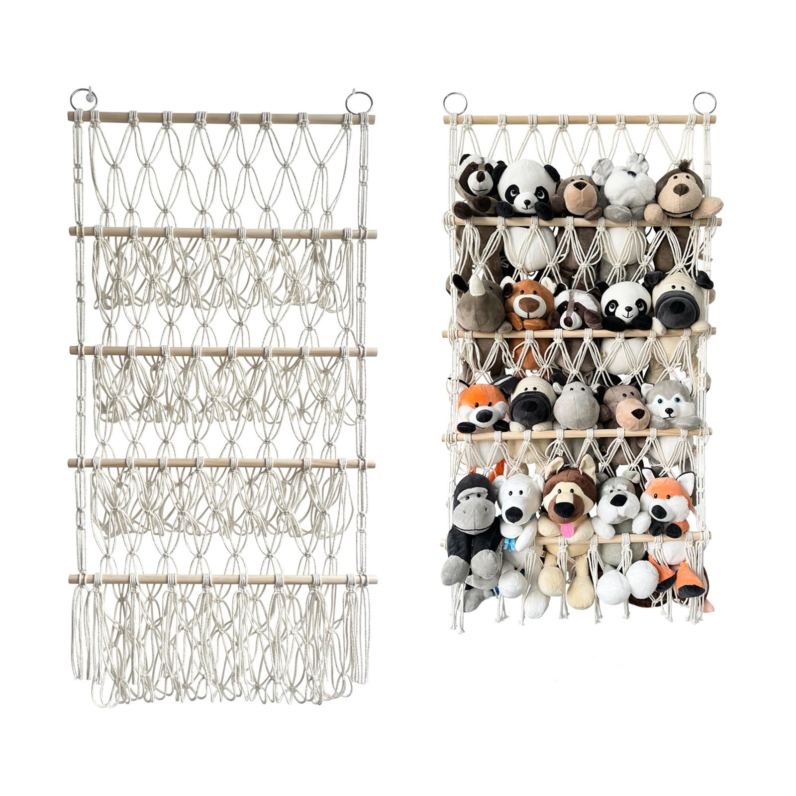Garvee Étagère à peluches à 4 niveaux, organisateur de jouets suspendu pour chambre d'enfant, 105 x 52 cm, blanc