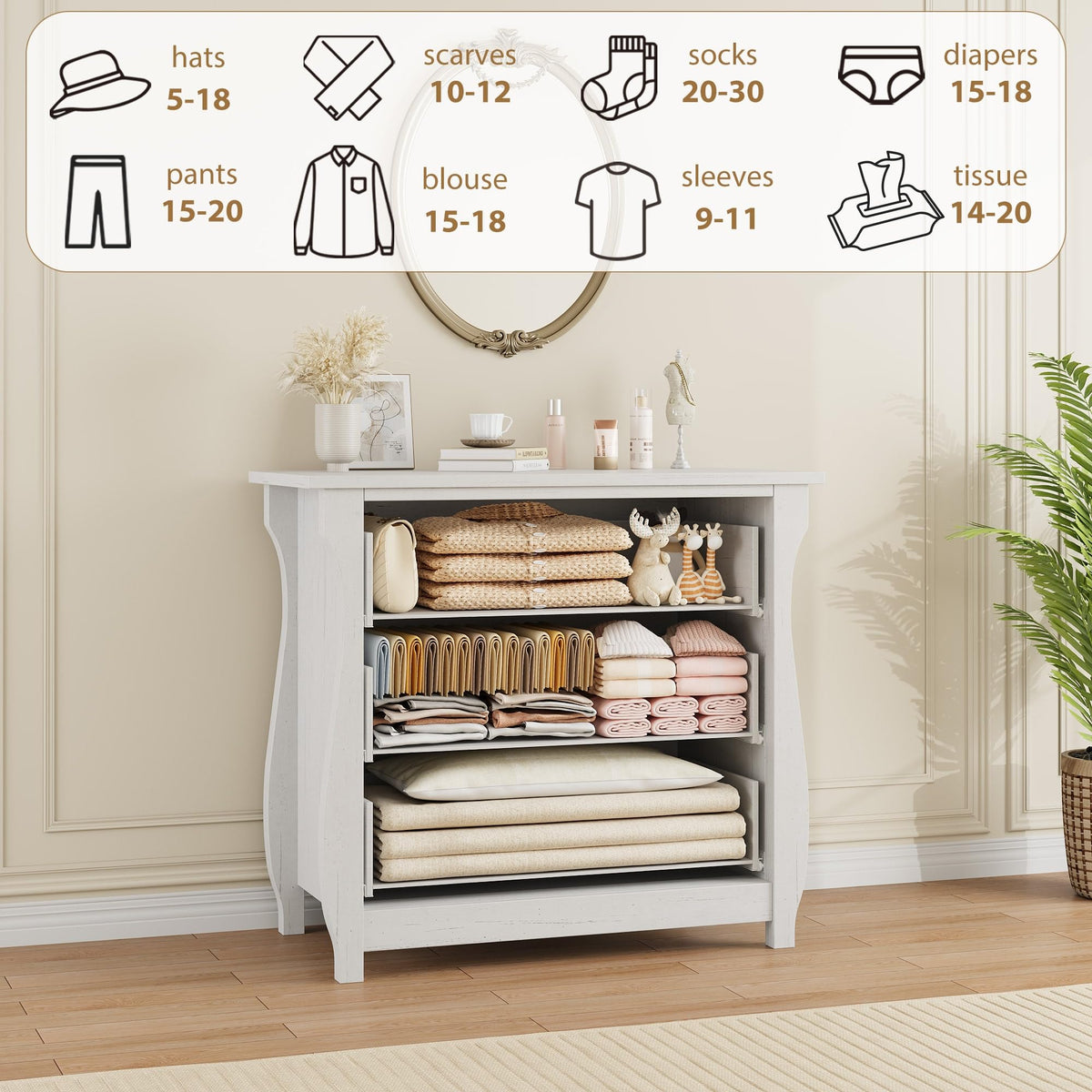 Garvee commode à 3 tiroirs, pour chambre, en bois rouge, poignées en métal, idéale pour le salon ou le couloir