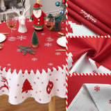 Garvee Tischdecke Noël Ronde Imperméable Polyester Durable Rouge 152 cm Pour Salle à Manger et Cuisine