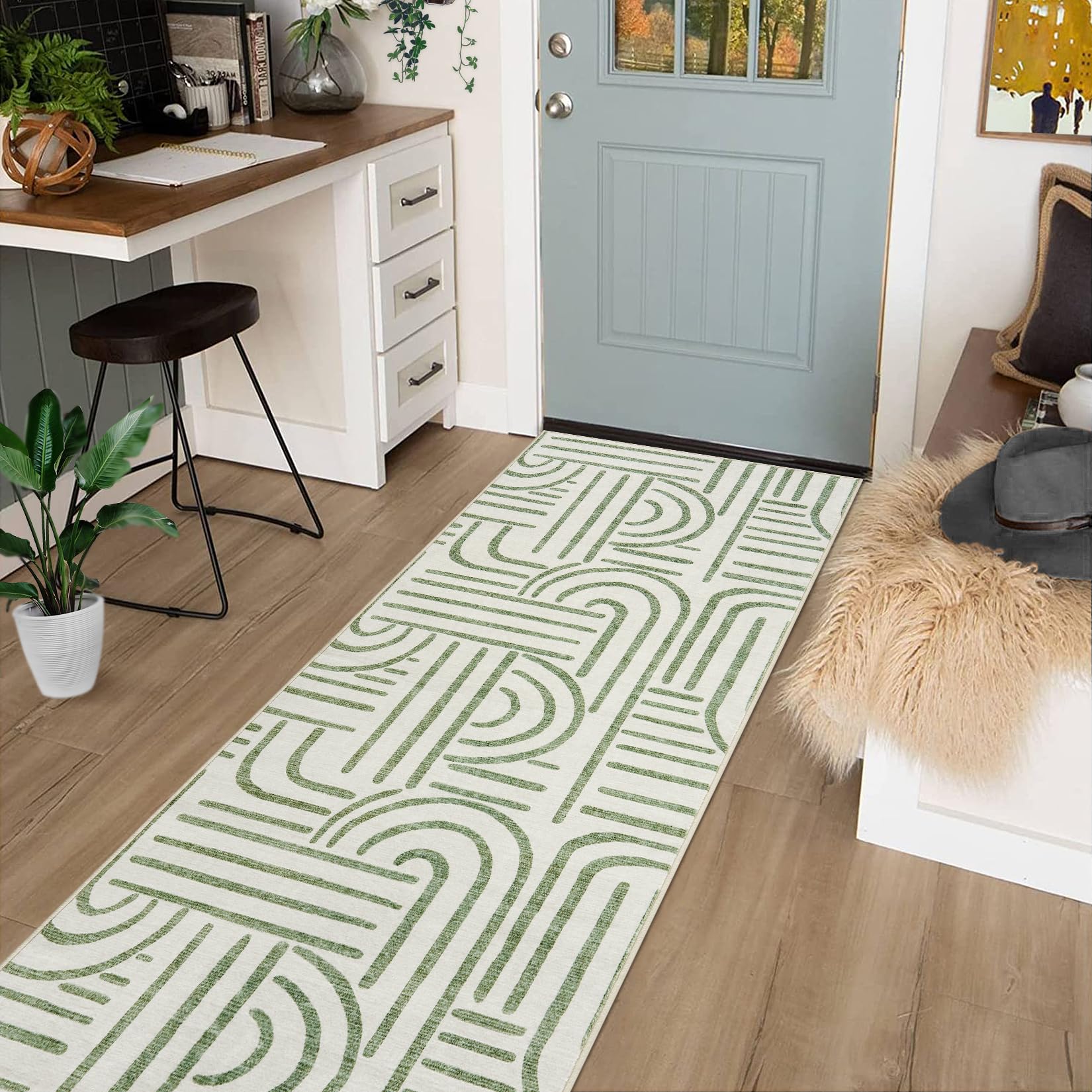 Tapis de salon Garvee 200x290 cm, lavable, antidérapant, à poils courts, gris, pour salon, chambre ou salle à manger
