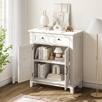 Garvee Armoire de rangement style ferme, étagère réglable à 3 niveaux, 7 vitesses, blanche, pour cuisine et entrée, 40 × 80 × 91 cm, style rustique