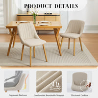 Ensemble de 2 chaises de salle à manger Garvee, revêtement en tissu, dossier ergonomique, grand confort, bois de chêne, blanc cassé, salle à manger moderne