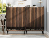 Garvee grand meuble à chaussures 6 niveaux 2 portes bois marron pour entrée et salon capacité 30 paires design sans poignée