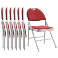 Ensemble de 6 chaises pliantes Garvee avec rembourrage, structure en métal, pliables, revêtement en cuir PU, ergonomiques, empilables, rouges, pour le bureau et le camping