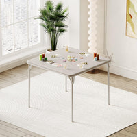 Table pliante Garvee 33,6 pouces avec coussin en PU, cadre en métal, antidérapante, pour le bureau et le camping, beige, polyvalente