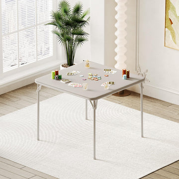 Table pliante Garvee 33,6 pouces avec coussin en PU, cadre en métal, antidérapante, pour le bureau et le camping, beige, polyvalente