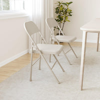 Garvee Lot de 4 chaises pliantes beige, cadre en métal, charge max. 159 kg, chaises portables pour salle à manger, salon, bureau et camping
