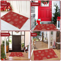Tapis de porte Garvee à motif flocon de neige de Noël 40x60cm antidérapant pour intérieur/extérieur, Joyeux Noël, matériau durable, décoration festive