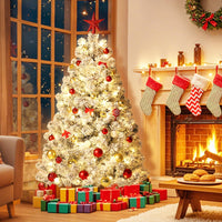 Sapin de Noël artificiel Garvee de 180 cm avec 250 LED, branches en PE/PVC, idéal pour un salon standard et un éclairage festif.