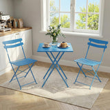 Garvee Salon de Jardin 3 Pièces, Ensemble Table et 2 Chaises Pliantes, Compact et Durable, Bleu, Idéal pour Balcon et Jardin - Bleu