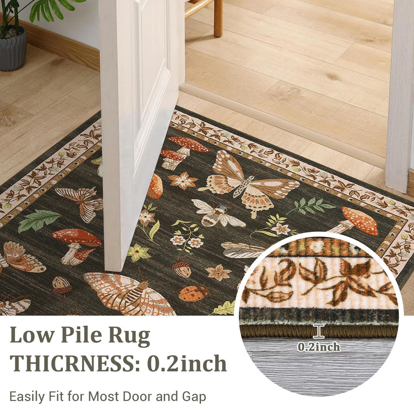 Ambiance chambre avec tapis floral