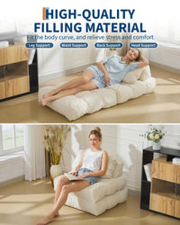Canapé-lit pliant 3 en 1 Garvee avec coussins, matelas pliable, soutien lombaire et fauteuil portable confortable, en velours côtelé beige, pour salon et chambre.