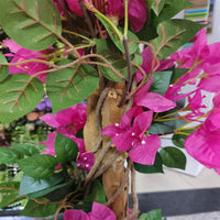 Bougainvillier artificiel Garvee de 1,25 m (4,1 pi) réaliste, pot en plastique facile d'entretien pour salon et bureau, léger et polyvalent