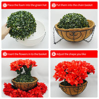 Ensemble de bougainvilliers artificiels Garvee avec panier pour jardin et terrasse, résistant aux intempéries et aux UV, rouge et vert