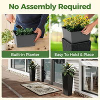 Garvee Lot de 2 jardinières hautes, 61 cm (24 pouces), avec 4 trous de drainage, résistantes aux intempéries, aspect rotin, plastique PP, pour jardin et terrasse, noires