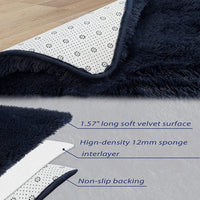 Tapis Garvee bleu marine extra large 2,74 m x 3,66 m, en polyester haute densité moelleux et antidérapant, pour salon ou chambre d'enfant