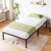 Cadre de lit Garvee pour lit simple, en métal robuste, sommier à lattes en acier noir de 35,5 cm (14 pouces), idéal pour la chambre à coucher.